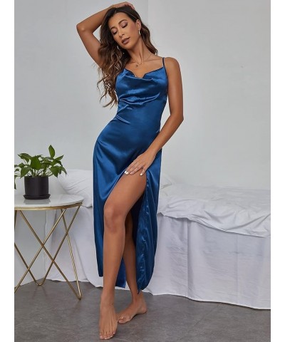 Lingerie for women Satin Split Thigh Slips Sleep & lounge Navy Blue $18.36 Lingerie