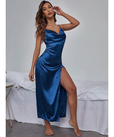 Lingerie for women Satin Split Thigh Slips Sleep & lounge Navy Blue $18.36 Lingerie