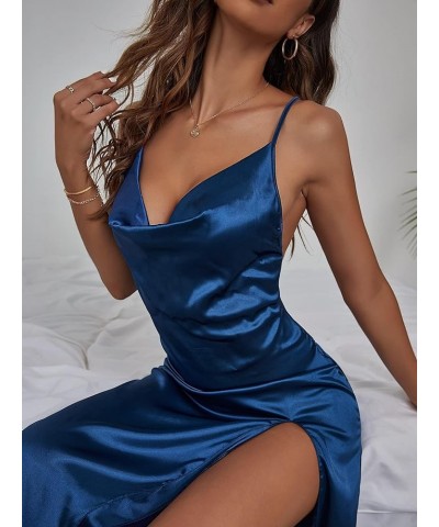 Lingerie for women Satin Split Thigh Slips Sleep & lounge Navy Blue $18.36 Lingerie