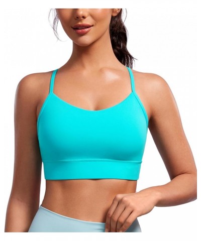 Butterluxe Womens Y-Back Racerback Sports Bra - Spaghetti Straps Wireless Scoop Neck Athletic Padded Yoga Bra Spectral Blue $...