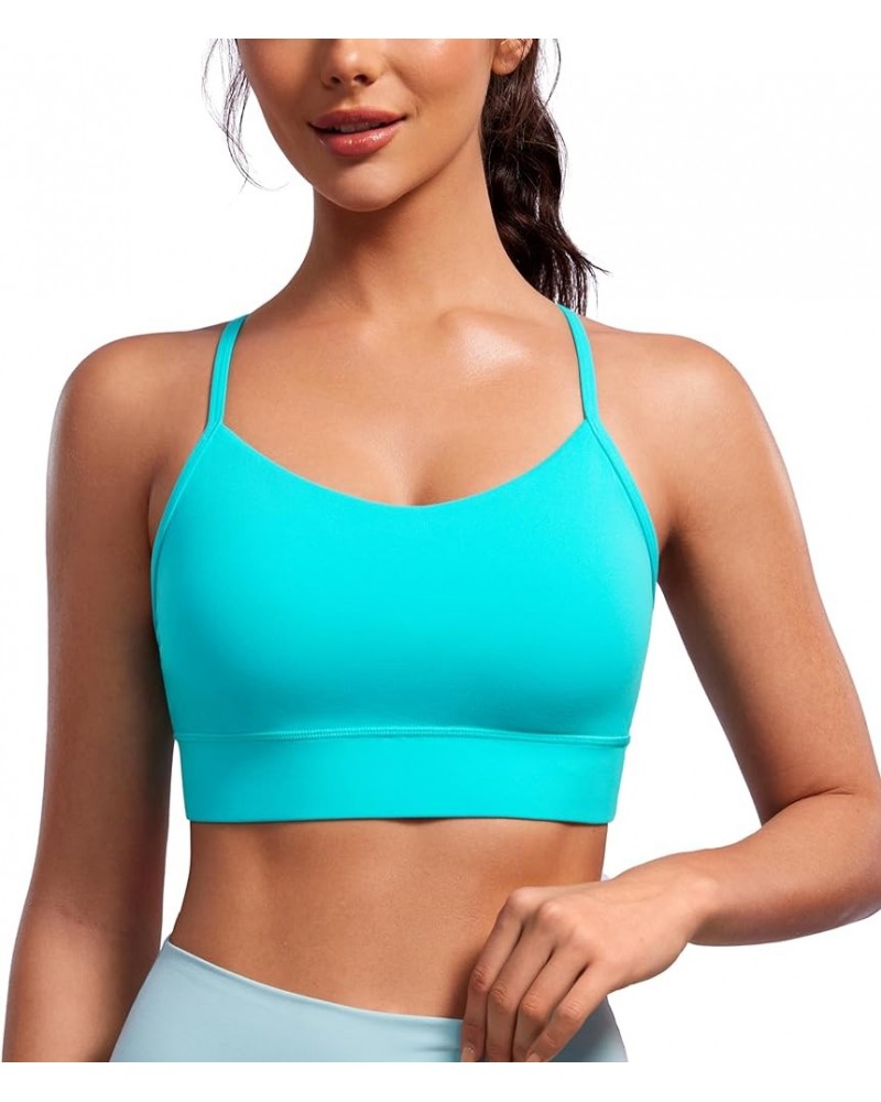 Butterluxe Womens Y-Back Racerback Sports Bra - Spaghetti Straps Wireless Scoop Neck Athletic Padded Yoga Bra Spectral Blue $...