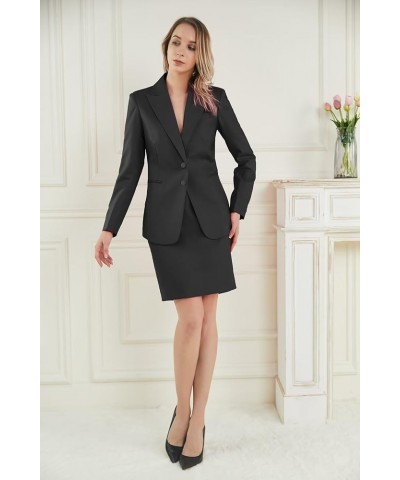 Blazer Skirt for Women Solid Suits Set Business Professional Attire Women Skirt Suit Set Red $31.49 Suits