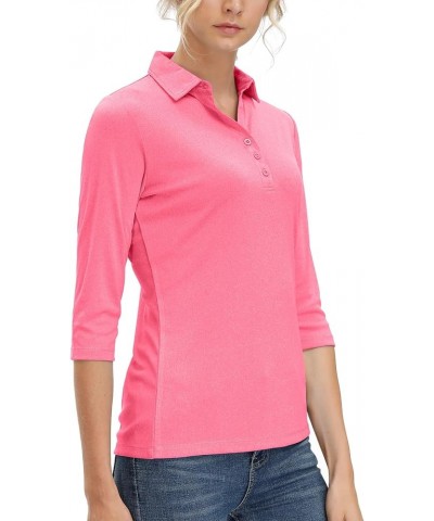 Women's Soft 3/4 Sleeve V Neck Golf Shirt Long Mositure Wicking Performance Sports Polo T Shirt Tops for Women 12141 Pink $16...