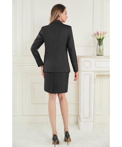 Blazer Skirt for Women Solid Suits Set Business Professional Attire Women Skirt Suit Set Red $31.49 Suits