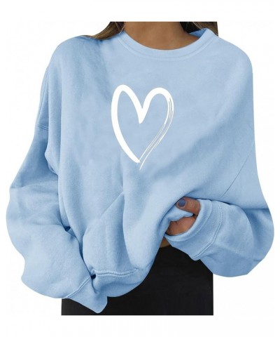 Hoodies for Teen Girls 14-16 Aesthetic Fashion Women's Warm Sweatshirt Casual Long Sleeve O Neck Soft Love X02-light Blue $10...