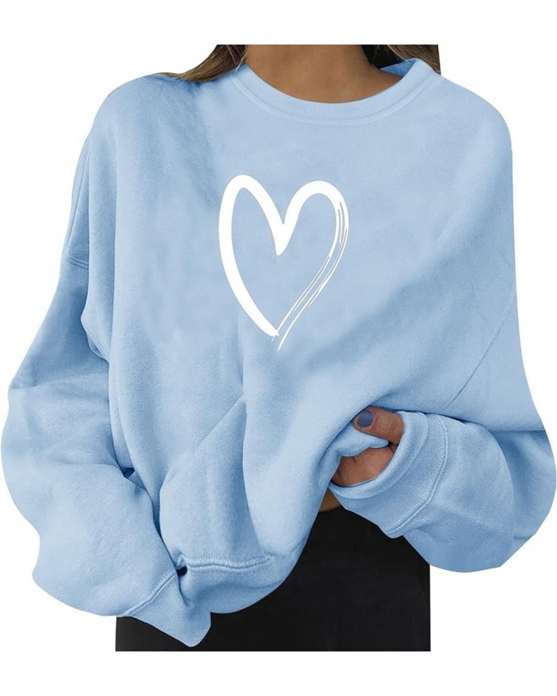 Hoodies for Teen Girls 14-16 Aesthetic Fashion Women's Warm Sweatshirt Casual Long Sleeve O Neck Soft Love X02-light Blue $10...