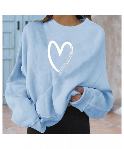 Hoodies for Teen Girls 14-16 Aesthetic Fashion Women's Warm Sweatshirt Casual Long Sleeve O Neck Soft Love X02-light Blue $10...