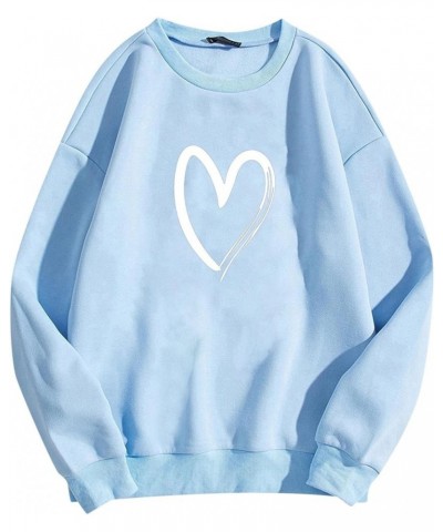 Hoodies for Teen Girls 14-16 Aesthetic Fashion Women's Warm Sweatshirt Casual Long Sleeve O Neck Soft Love X02-light Blue $10...