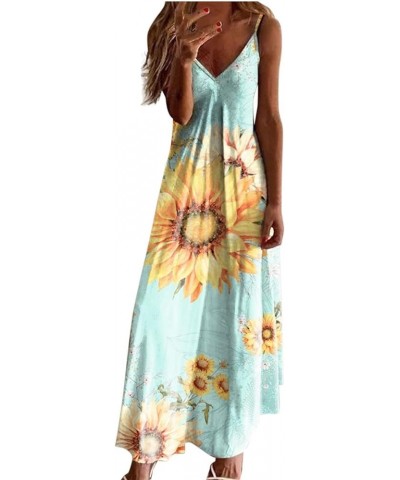 Maxi Dresses Women Spaghetti Strap Casual Long Dress Camo Graphic Boho Dress Sleeveless Hawaiian Beach Dress Vacation I-yello...