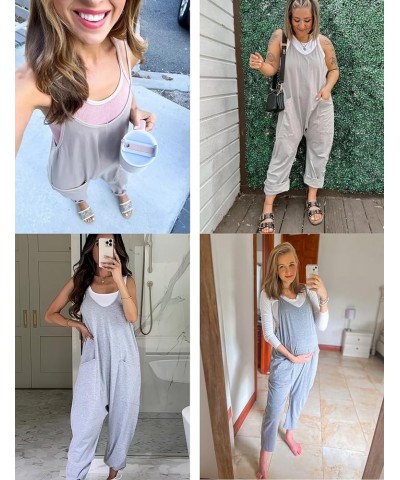 Casual Jumpsuit for Women Dressy V Neck Sleeveless Spaghetti Straps Harem Long Pants Bib Overalls Grey $15.98 Overalls