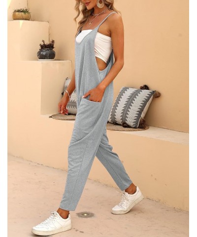 Casual Jumpsuit for Women Dressy V Neck Sleeveless Spaghetti Straps Harem Long Pants Bib Overalls Grey $15.98 Overalls