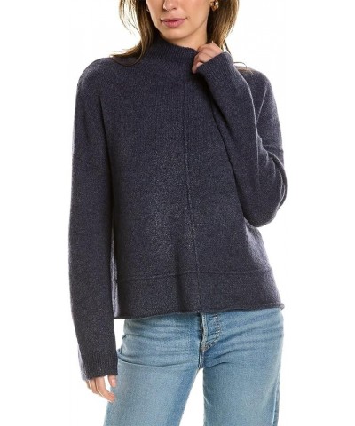 Women's Long Sleeve Mock Neck Sweater Denim Blue-1131 $19.55 Sweaters