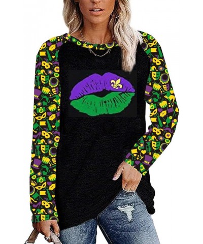 St. Patricks Day Women's Green Four Leaf Clover Lucky Shirts Striped Long Sleeve Gifts Holiday Tops Purple Green Lips $13.32 ...