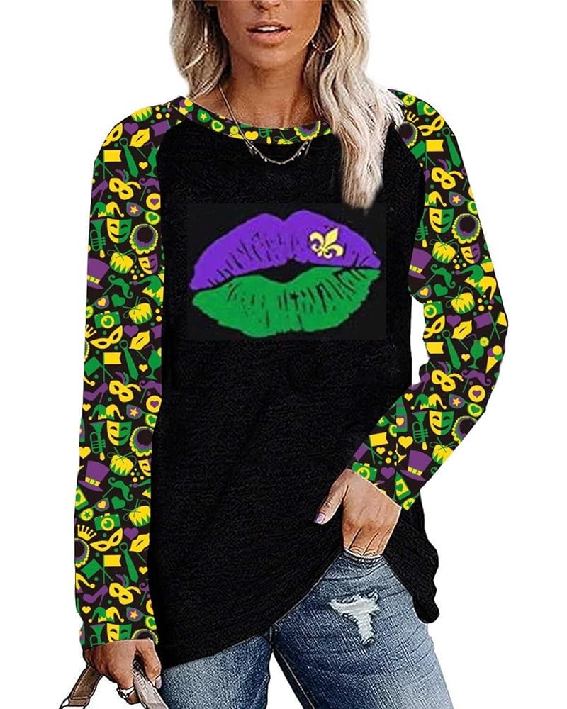 St. Patricks Day Women's Green Four Leaf Clover Lucky Shirts Striped Long Sleeve Gifts Holiday Tops Purple Green Lips $13.32 ...