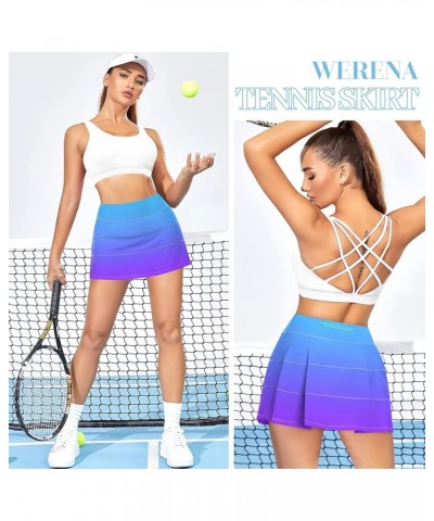 Tennis Skirt for Women with 4 Pockets Athletic Golf Skorts Skirts with Shorts Workout Running Sports Gradient Purple $16.32 S...