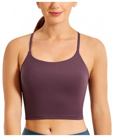 Womens Y Back Longline Sports Bra - Racerback Spaghetti Straps Padded Workout Crop Tank Tops with Built in Bra Arctic Plum $8...