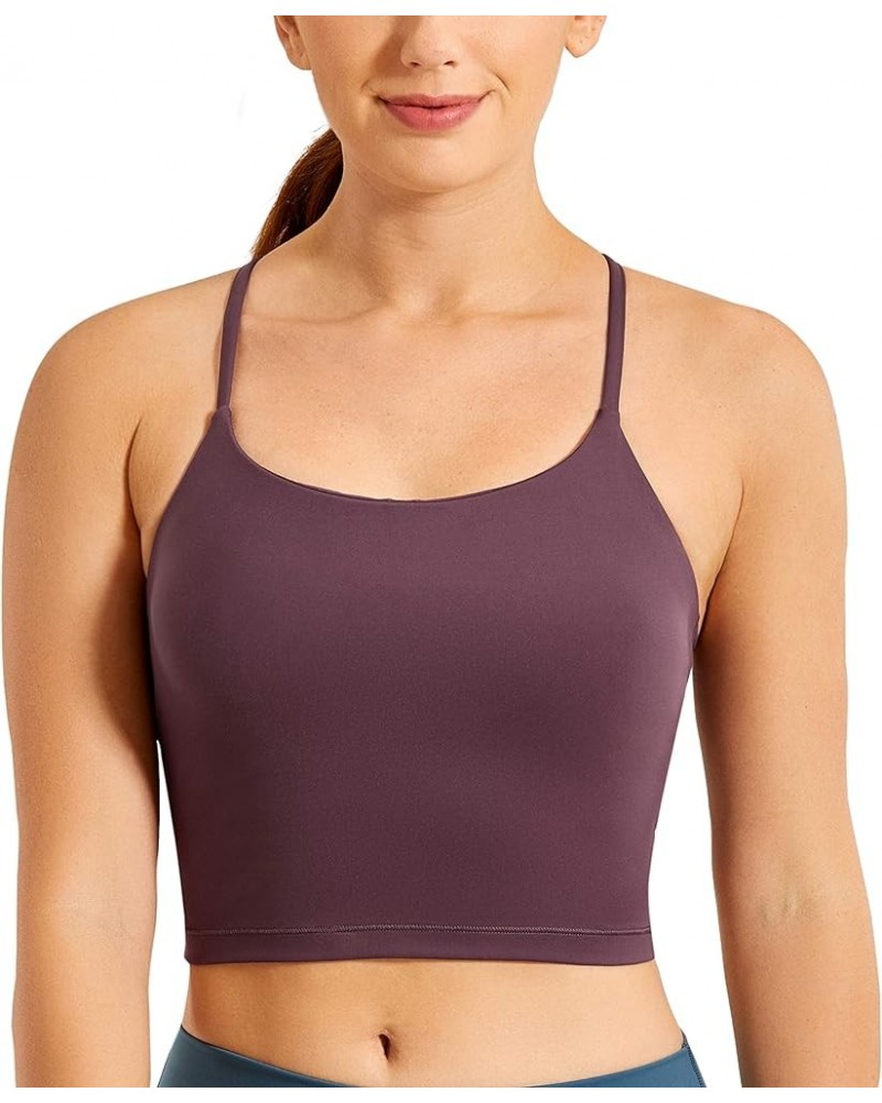 Womens Y Back Longline Sports Bra - Racerback Spaghetti Straps Padded Workout Crop Tank Tops with Built in Bra Arctic Plum $8...