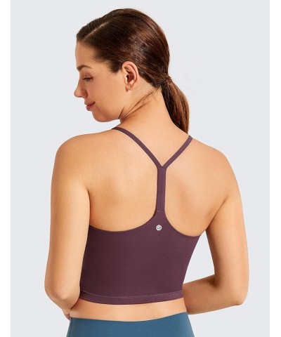 Womens Y Back Longline Sports Bra - Racerback Spaghetti Straps Padded Workout Crop Tank Tops with Built in Bra Arctic Plum $8...