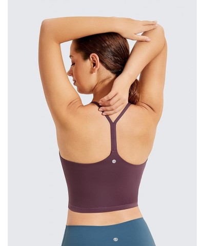 Womens Y Back Longline Sports Bra - Racerback Spaghetti Straps Padded Workout Crop Tank Tops with Built in Bra Arctic Plum $8...