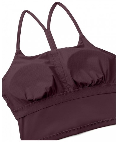 Womens Y Back Longline Sports Bra - Racerback Spaghetti Straps Padded Workout Crop Tank Tops with Built in Bra Arctic Plum $8...