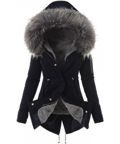 Women's Warm Winter Coats Thicken Puffer Jacket Parka with Fur Hood Women's Winter Warm Coats H-navy $19.13 Hats & Caps