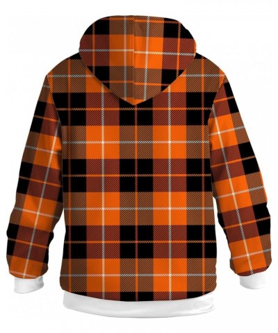 Women's Men's Plaid Shirt Jacket Fleece Zip Up Hoodie Fuzzy Warm Winter Coat Gifts for Her,Him Orange $25.96 Jackets