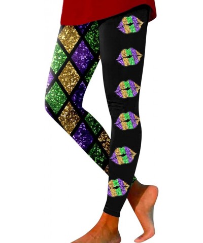 Mardi Gras Outfit for Women Mardi Gras Leggings Sequin Color Block Graphy Carnival Print Festival Party Yoga Pants Z01-purple...