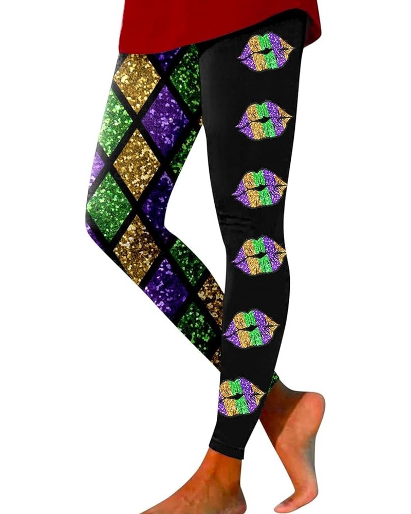 Mardi Gras Outfit for Women Mardi Gras Leggings Sequin Color Block Graphy Carnival Print Festival Party Yoga Pants Z01-purple...