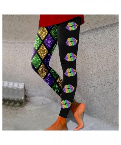 Mardi Gras Outfit for Women Mardi Gras Leggings Sequin Color Block Graphy Carnival Print Festival Party Yoga Pants Z01-purple...