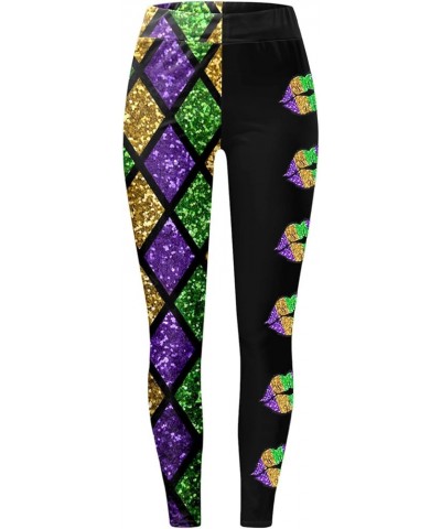 Mardi Gras Outfit for Women Mardi Gras Leggings Sequin Color Block Graphy Carnival Print Festival Party Yoga Pants Z01-purple...