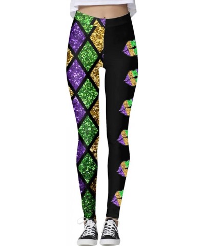 Mardi Gras Outfit for Women Mardi Gras Leggings Sequin Color Block Graphy Carnival Print Festival Party Yoga Pants Z01-purple...