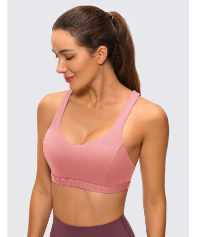 Strappy V Neck Sports Bras for Women - Criss Cross Back Wireless Padded Workout Yoga Bra Pink Puff $17.67 Lingerie