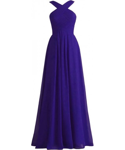 Sexy Crisscross Neck Chiffon Bridesmaid Dresses Long Pleated Formal Prom Dresses Wedding Party Gowns for Women Eggplant $33.1...