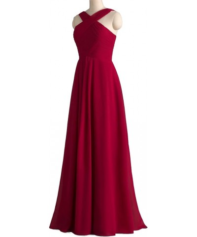 Sexy Crisscross Neck Chiffon Bridesmaid Dresses Long Pleated Formal Prom Dresses Wedding Party Gowns for Women Eggplant $33.1...