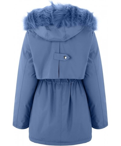 Women Plus Size Winter Coat Lapel Collar Long Sleeve Jacket Thicken Coat Jacket Warm Womens plus Size Rain Jackets Blue $29.5...