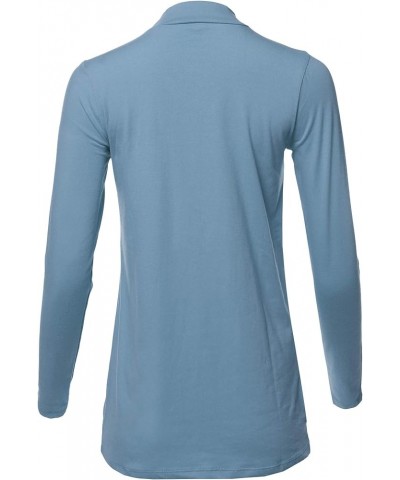 Women's Basic Solid Soft Cotton Long Sleeve Mock Neck Top Shirts Cement $11.87 T-Shirts