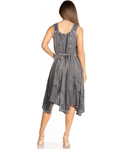 Magdilena Stonewashed Corset Front Embroidered Dress Grey $24.48 Dresses