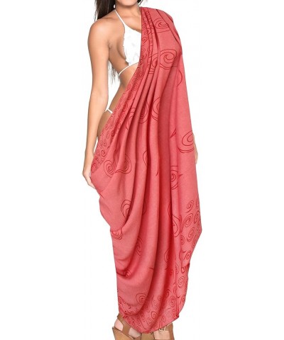 Women's Sarongs Bikinis Long Vacation Wrap Pareos Beach Dress Cover Ups Beachwear Swimsuit Women Sarong for Swimwear Coral, C...