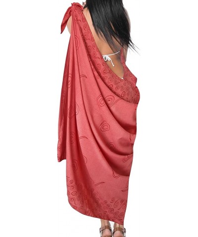 Women's Sarongs Bikinis Long Vacation Wrap Pareos Beach Dress Cover Ups Beachwear Swimsuit Women Sarong for Swimwear Coral, C...