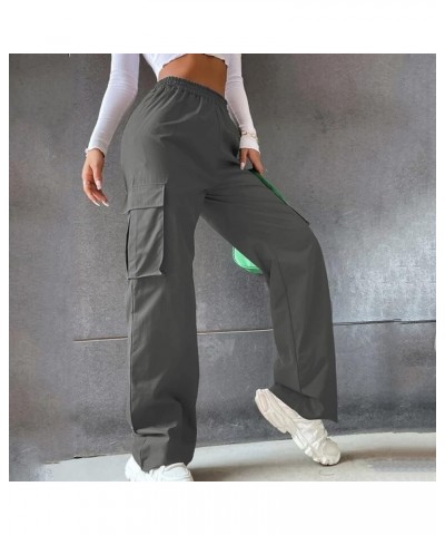 Cargo Pants 2024 for Women Trendy High Waisted Wide Leg Trousers Pockets Casual Elastic Waist Stretchy Y2K Jogger Pant 02-dar...