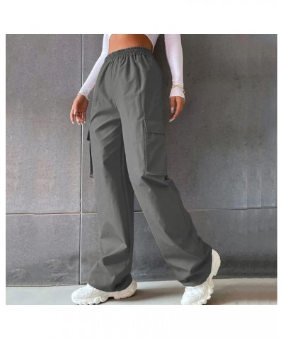 Cargo Pants 2024 for Women Trendy High Waisted Wide Leg Trousers Pockets Casual Elastic Waist Stretchy Y2K Jogger Pant 02-dar...