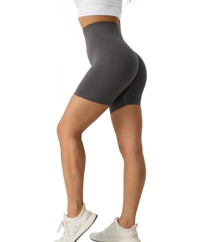 Womens Workout Yoga Shorts High Waist Tummy Control Premium Buttery Soft Gym Athletic Running Biker Shorts Gray $8.24 Activewear