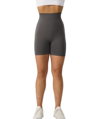 Womens Workout Yoga Shorts High Waist Tummy Control Premium Buttery Soft Gym Athletic Running Biker Shorts Gray $8.24 Activewear