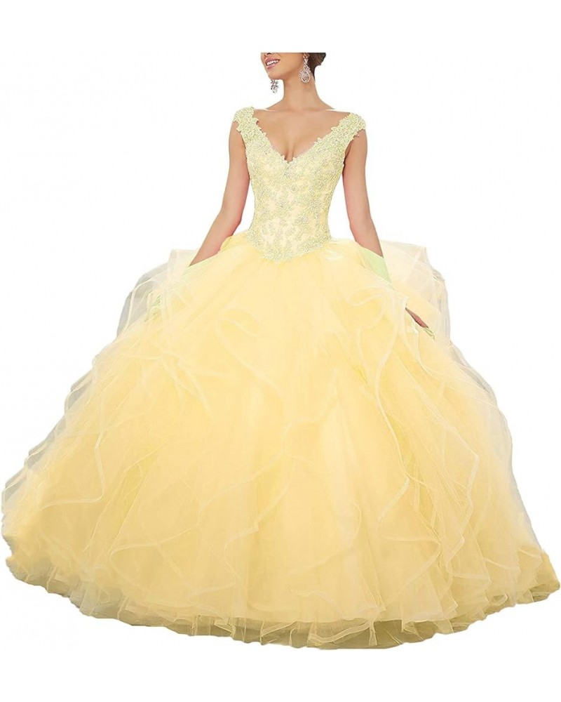 Ball Gown Quinceanera Dresses Sweet 16 Prom Party Princess Dress for Teens Style4-light Yellow $59.85 Dresses