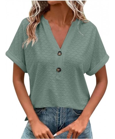 Women Tops Dressy Casual, Summer Trendy 2023 Plain/Graphic Short Sleeve T Shirts,Cowl Neck/O Neck/V Neck Blouses E-green $7.8...