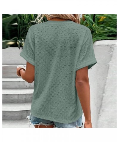 Women Tops Dressy Casual, Summer Trendy 2023 Plain/Graphic Short Sleeve T Shirts,Cowl Neck/O Neck/V Neck Blouses E-green $7.8...