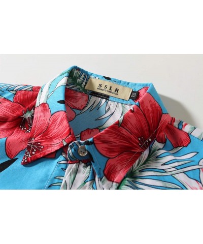 Womens Hawaiian Shirts Short Sleeve Blouses Casual Button Down Shirts for Women Blue Red Pinapple $12.72 Blouses