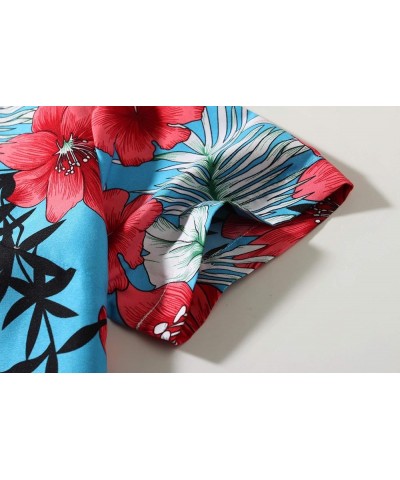 Womens Hawaiian Shirts Short Sleeve Blouses Casual Button Down Shirts for Women Blue Red Pinapple $12.72 Blouses