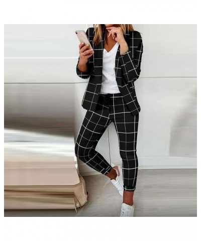 Womens Blazer Sets for Work Casual Business Cropped Blazers and Pants 2 Piece Fashion Suits Jacket Outfits Z1-black $13.11 Bl...