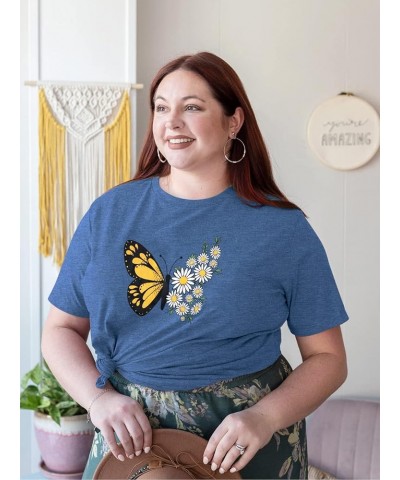 Women Plus Size Tops Daisy Graphic Tee Shirts Casual Cute Dandelion Tshirt Plus Size Clothes Tops D-blue $8.24 Tops